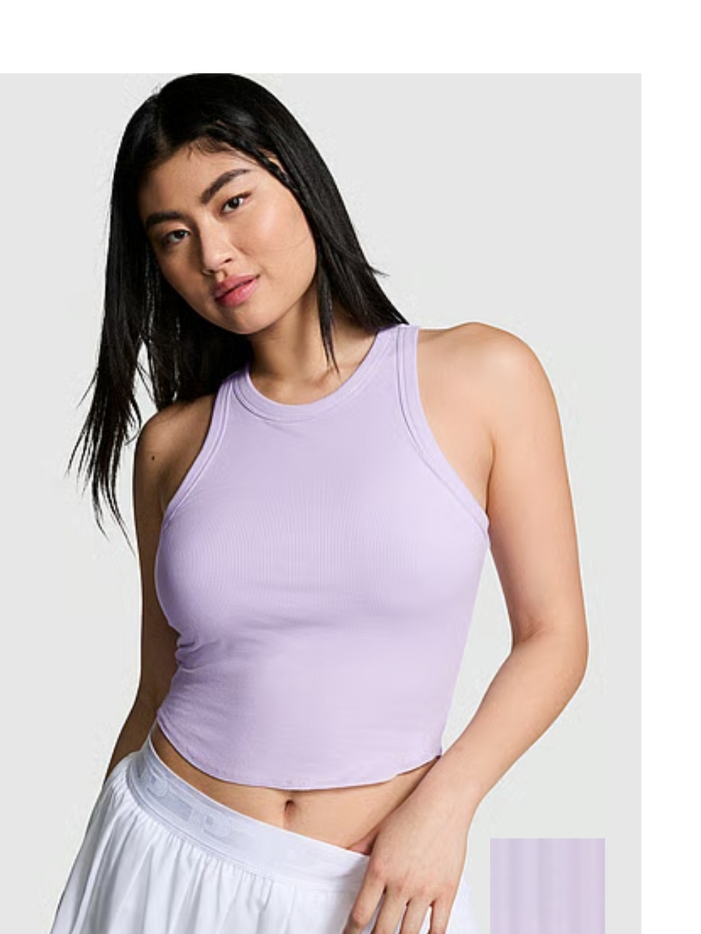 Victoria's Secret PINK Lilac Ribbed Racerback Crop Tank Top XXL 🆕